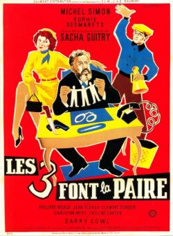 LES 3 FONT LA PAIRE BOX OFFICE FRANCE 1957 -AFFICHE DE GUY GERARD NOEL