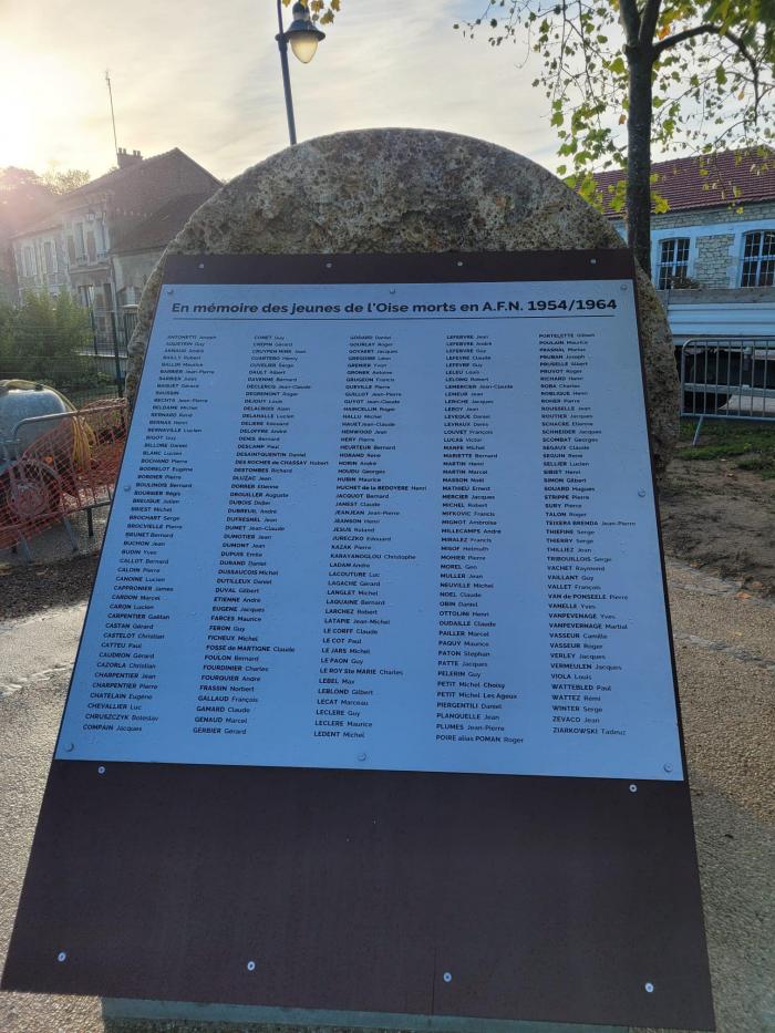 Pontpoint. 60 ans après la fin  de la guerre d’Algérie un mémorial en l’honneur  des 234 morts Oisiens  pour la France
