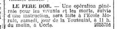 Le père Dor, Toussaint (Gazette de Charleroi, 29 octobre 1919)(Belgicapress)