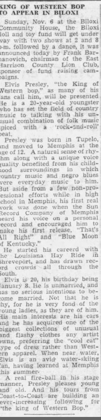 ELVIS 6 NOVEMBRE 1955