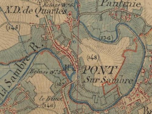 Pont-sur-Sambre - Carte de l'état-major 1820-1866 (geoportail.gouv.fr)