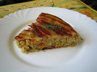 Gâteau de chou et légumes au lard paysan