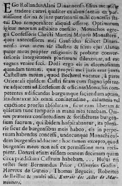 Alain de Dinan et les droits de pêcheries donnés au Grand Monastère