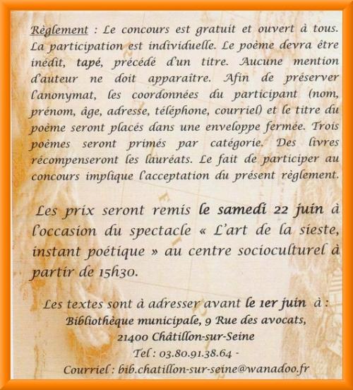 La Bibliothèque Municipale de Châtillon sur Seine lance un concours de poésie...