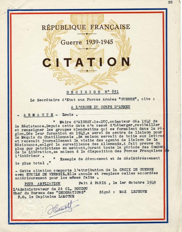 Louis Armatte, Maire d'Aignay le Duc et Conseiller Général de la Côte d'Or