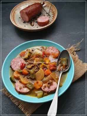 SOUPE REPAS A LA SAUCISSE DE MORTEAU AU COOKEO