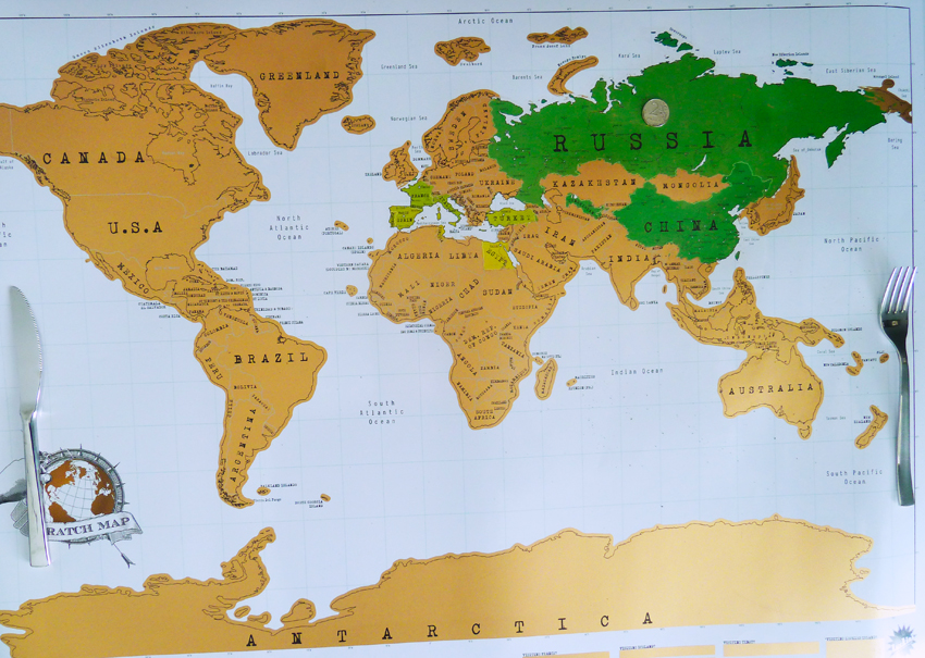 carte à gratter globe pays visités