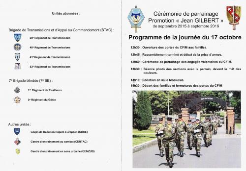 * Jean Gilbert ancien du 1er RA parrain de la promotion 2015/2016 du CFIM de DIEUZE