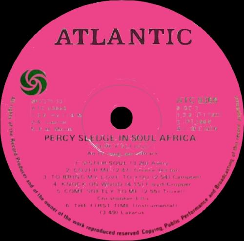Percy Sledge : Album " Soul Africa " Atlantic Records ATC 9366 [ ZA ]