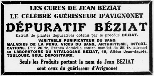 Dépuratif Béziat (L'Ouest Éclair 11 août 1926)