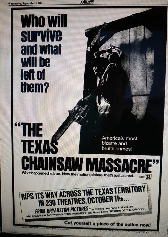 THE TEXAS CHAINSAW MASSACRE BOX OFFICE USA 1974