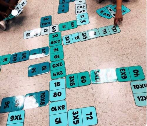 Domino géant sur les tables de multiplication 