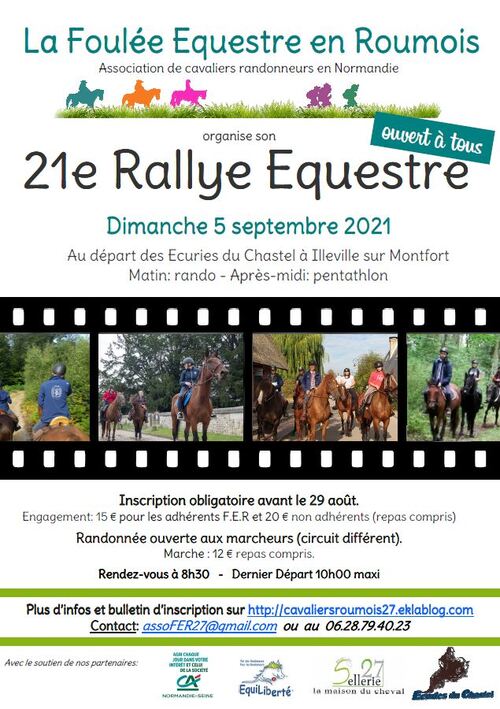 Le 21ème rallye de la Foulée Equestre en Roumois aura lieu le 5 septembre 2021 !
