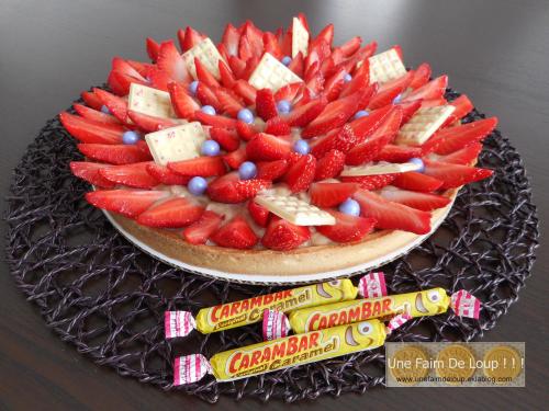 Tarte aux fraises et sa crème pâtissière au carambar caramel 
