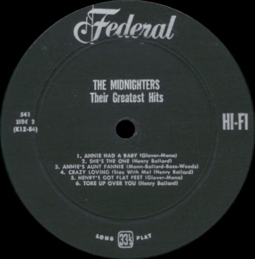 The Midnighters : Album " Their Greatest Hits " Federal Records 541 [ US ] 1957