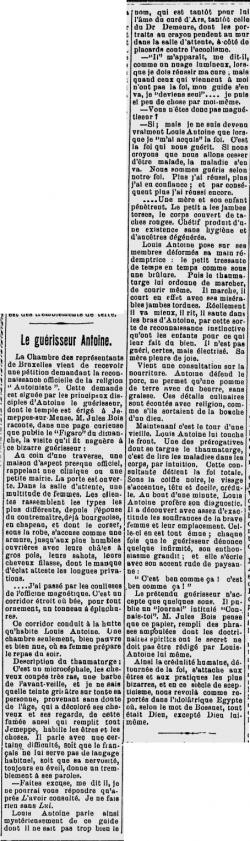 Le guérisseur Antoine (L'Abeille de la Nouvelle-Orléans, 10 janvier 1911)