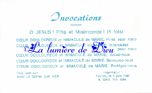 Invocations au Cœur douloureux et Immaculé de Marie