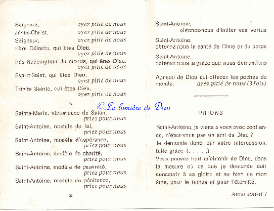 Prière à sainte Antoine, ermite