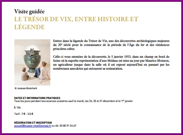 Profitez des Fêtes pour visiter le Musée du Pays Châtillonnais-Trésor de Vix !