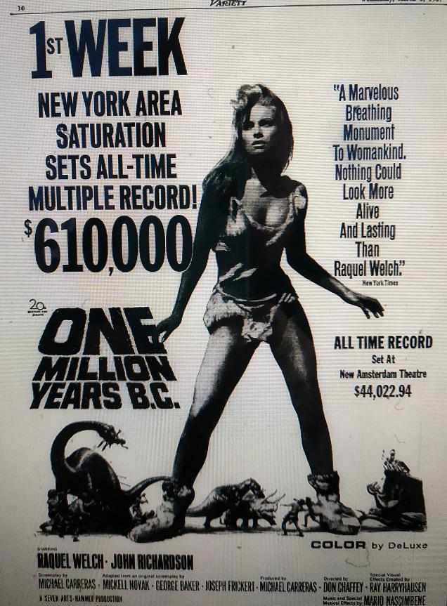 ONE MILLION YEAR B.C.box office usa 1967