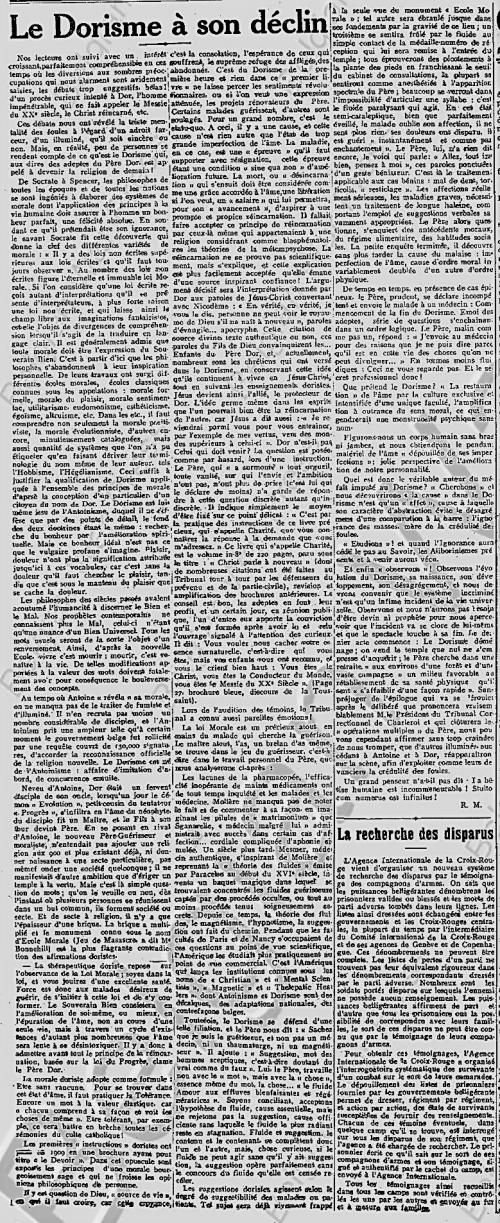 Le Dorisme à son déclin (Le Messager de Bruxelles (28-11-1916) warpress.cegesoma.be)