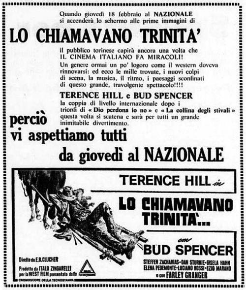 ON L'APPELLE TRINITA - TERENCE HILL BOX OFFICE 1971