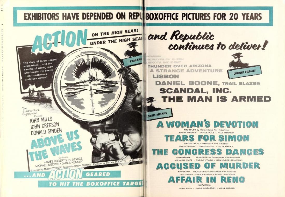 ABOVE US THE WAVES BOX OFFICE USA 1957
