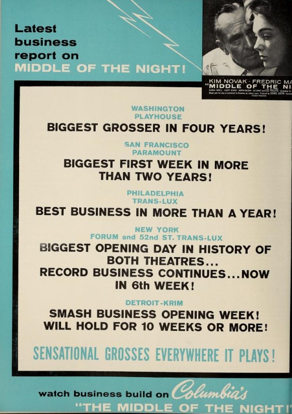 MIDDLE OF THE NIGHT BOX OFFICE USA 1959