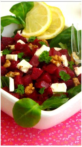 SALADE DE BETTERAVE,NOIX ET FROMAGE