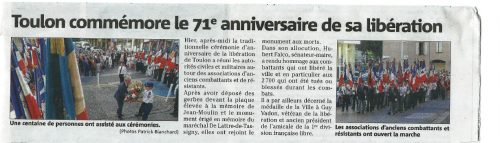 * TOULON a commémoré sa Libération