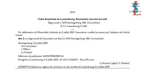 L'Antoinisme au Luxembourg