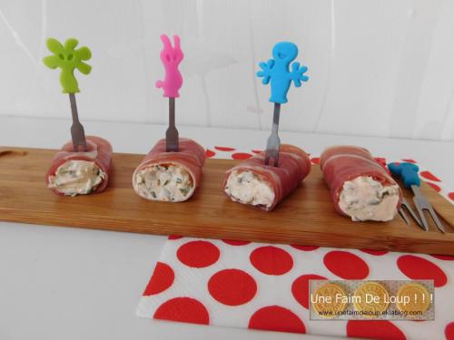 Makis de jambon cru, fromage frais et ciboulette
