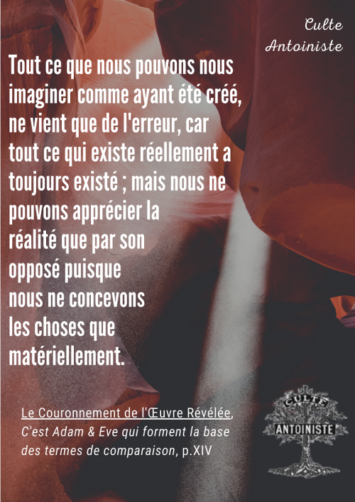 Le Couronnement de l'Œuvre Révélée, C'est Adam & Eve qui forment la base des termes de comparaison (p.XIV)