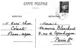 René Char à Maurice Blanchard…