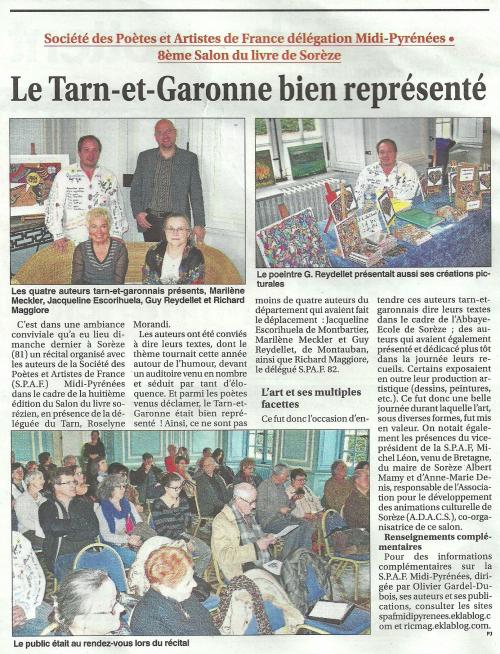 SORÈZE: ÉCHOS DANS LA PRESSE