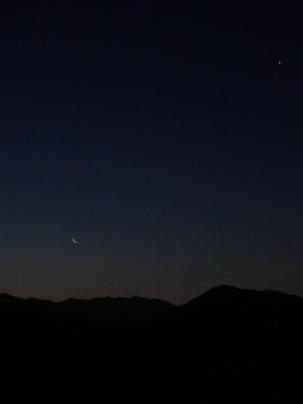 Aube, croisant de Lune  et Vénus sur la Sposata