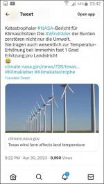 L’influence négative des éoliennes sur le climat est confirmée