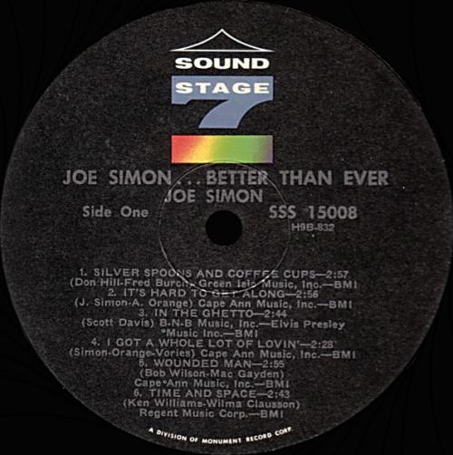 Joe Simon : Album "...Better Than Ever " Sound Stage 7 Records SSS-15008 [US]