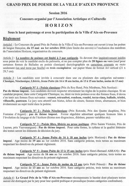 CONCOURS AIX-HORIZON 2016