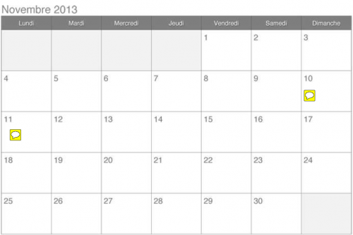 Mon week-End du 9 au 12 novembre 2013.