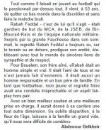 Fin Mars 2015 Décès de l'ancien Portier du Mouloudia Feddal Rabah