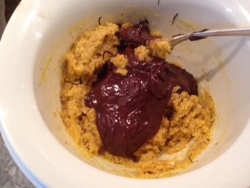 Tendre gâteau au chocolat.