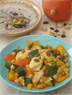 TAJINE DE POULET AU POTIMARRON,COURGETTE