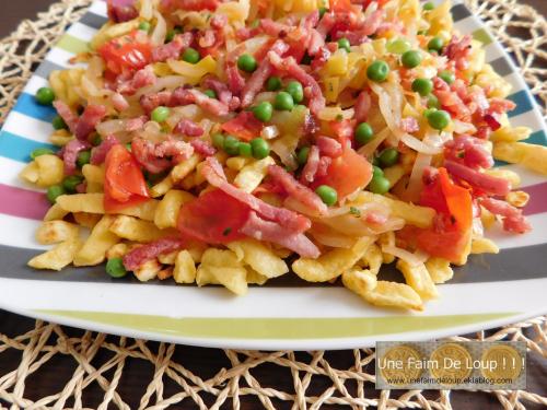 Spaetzle aux légumes et lardons 