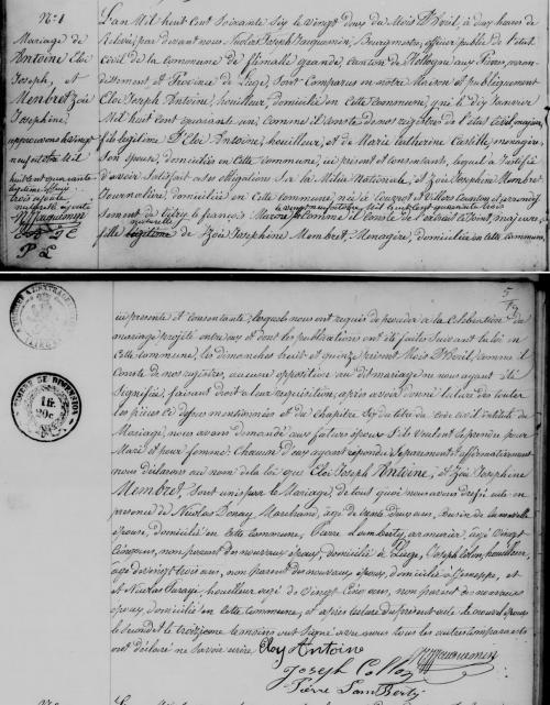 Acte de naissance de Eloy Joseph Antoine le 11 janvier 1841 